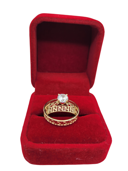 10K gold engagement rings. Trio for men and women. Size 8 y 10.5