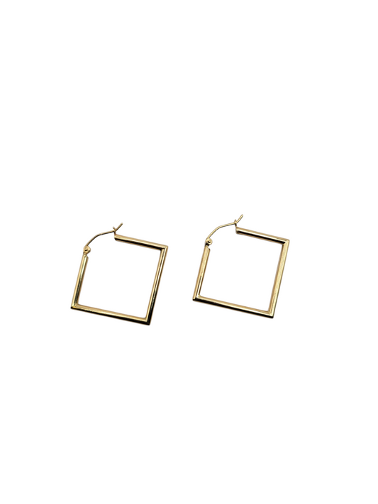 14k gold square style earrings