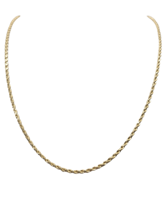 10K Gold Plain Rope Chain, 24in, 2mm