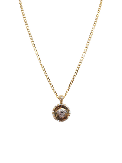 14K gold chain. Medusa pendant. 18in . 3mm