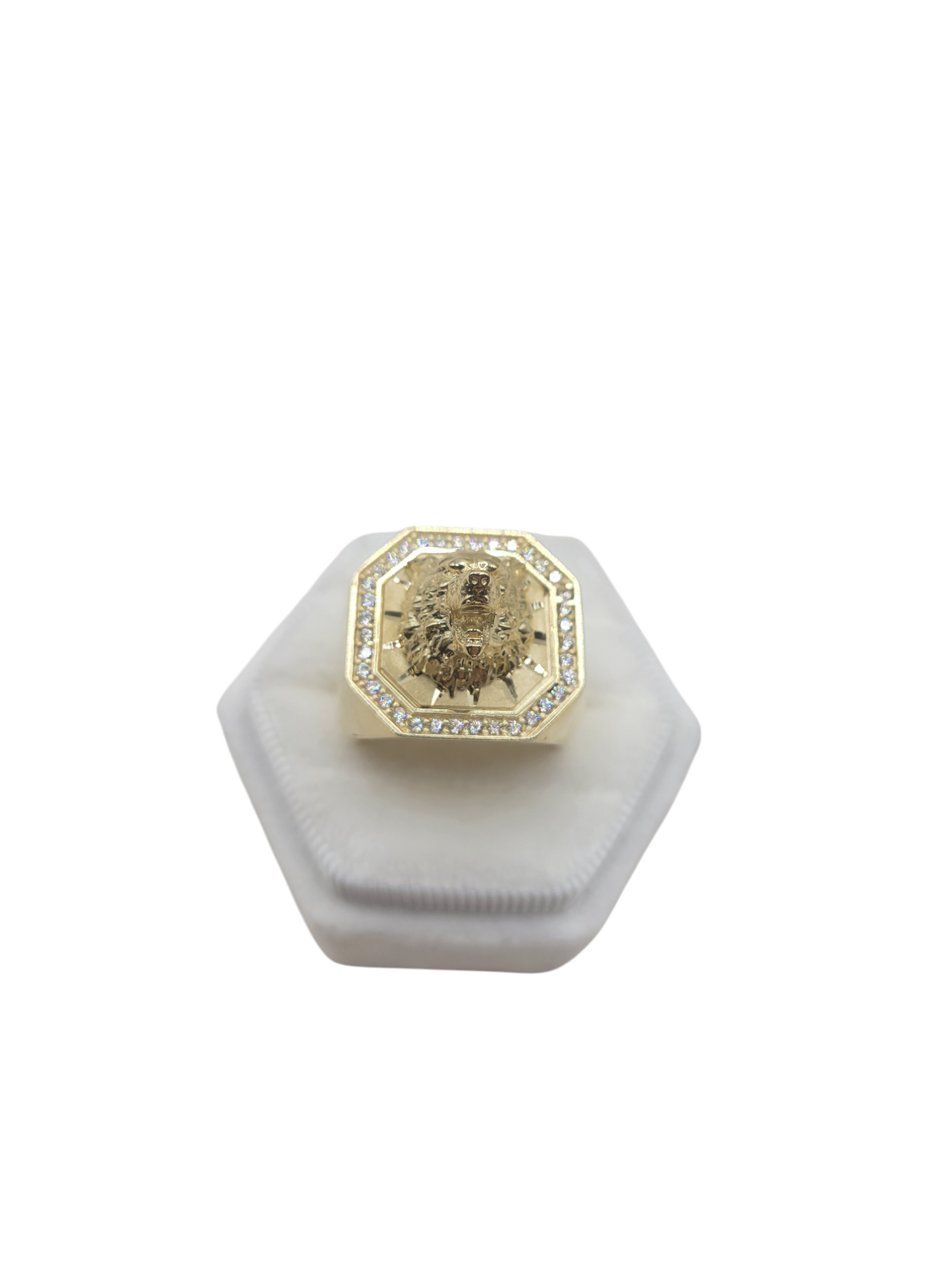 10K Gold Ring. Bear Head. CZ Stone. Size 10