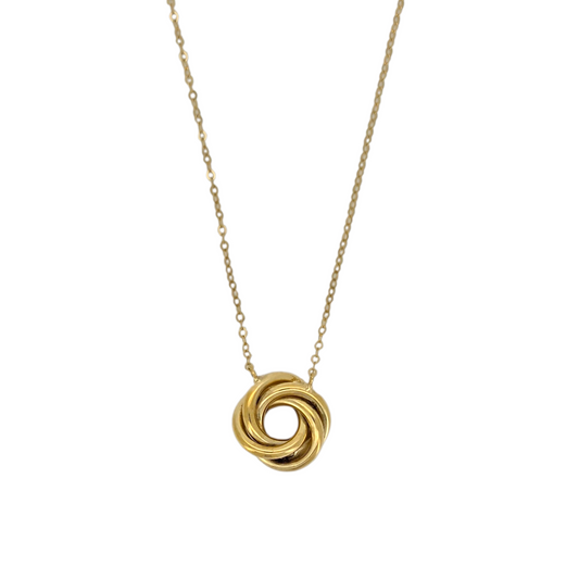10k Gold Cable Chain with Knot Pendant. 18in