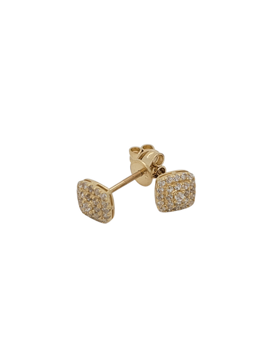 14K gold square earrings with CZ stones