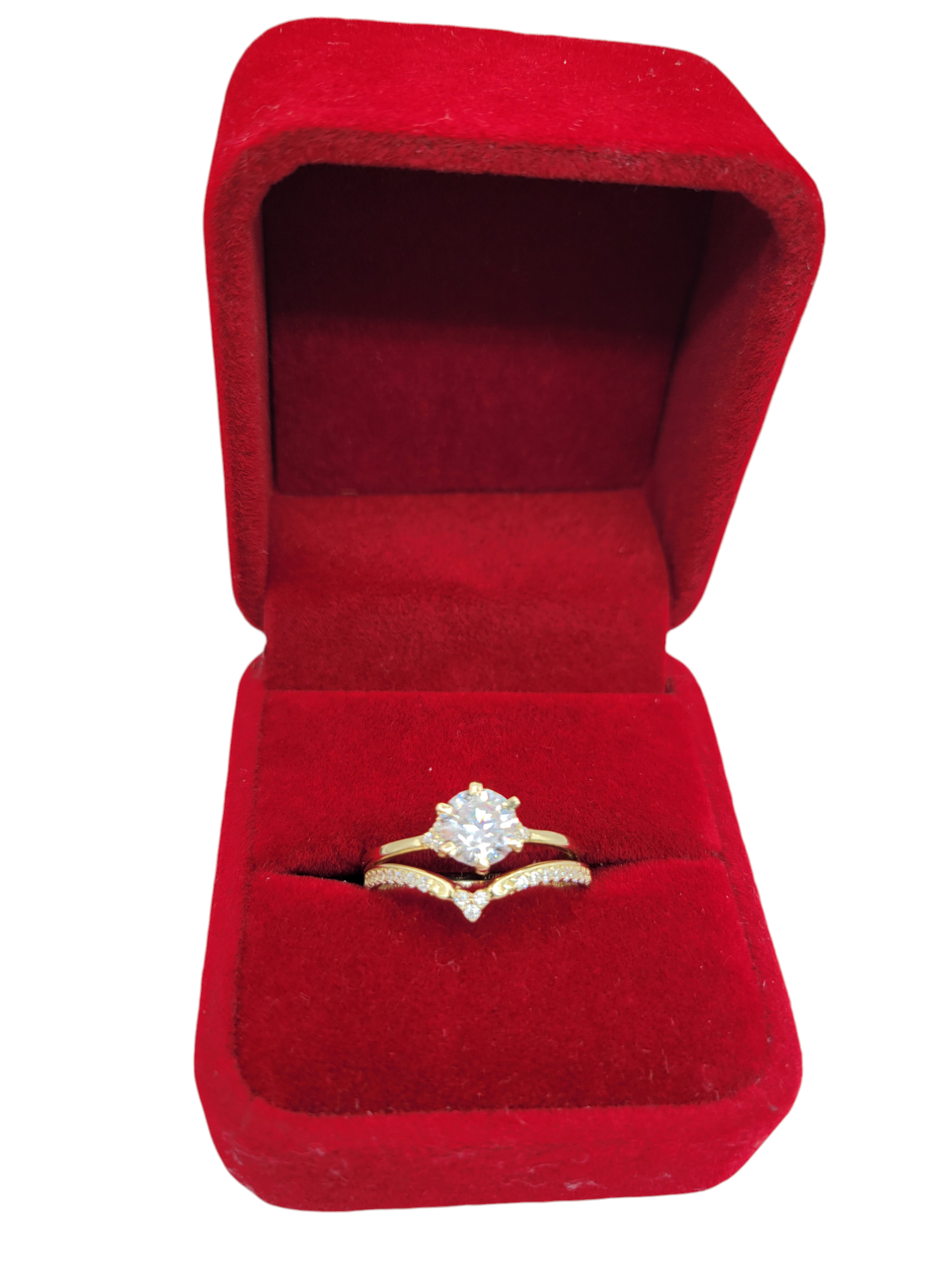 10K gold engagement rings. crown style duo with CZ stone. Size 8
