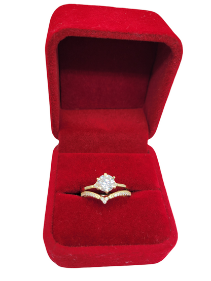 10K gold engagement rings. crown style duo with CZ stone. Size 8