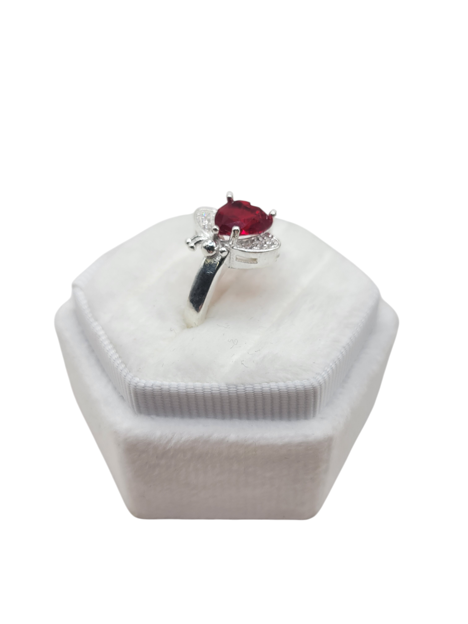 925 silver ring with red CZ heart stone. Size 6.5