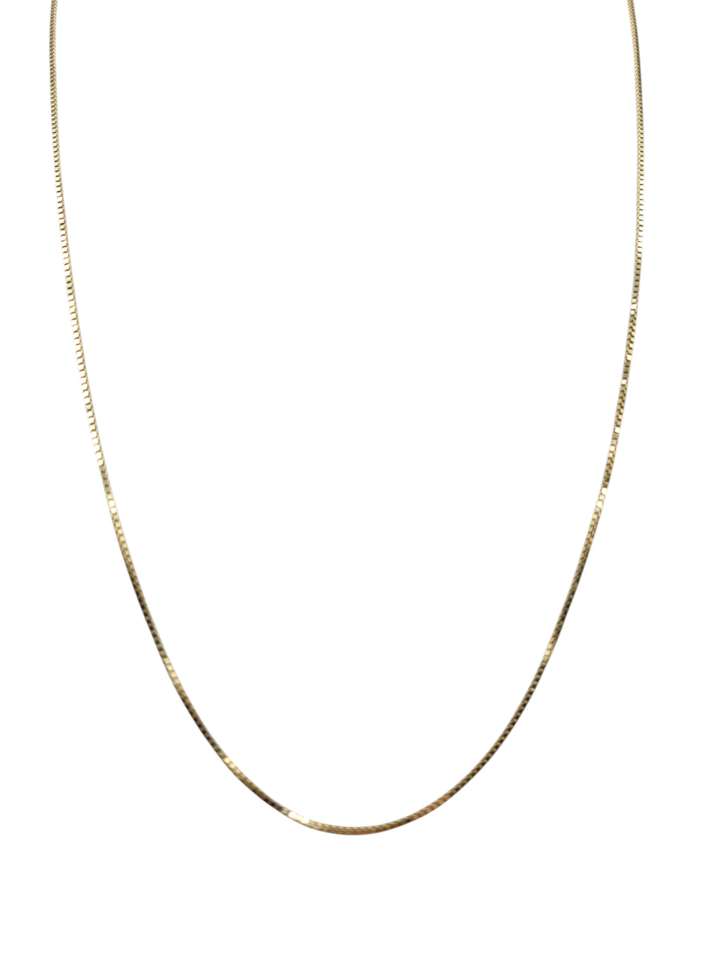 10K gold chain. plain . 18in . 0.8mm