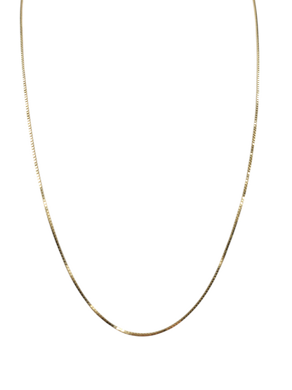 10K gold chain. plain . 18in . 0.8mm