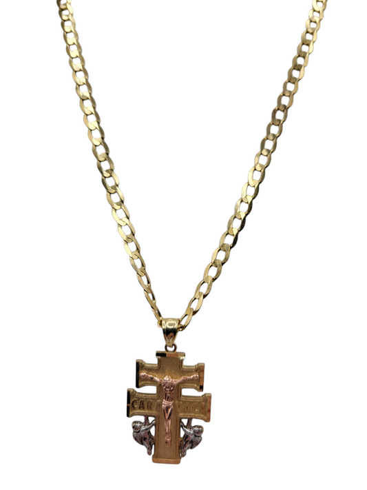 10K gold Cuban chain. Jesus Christ pendant. 18in . 4mm
