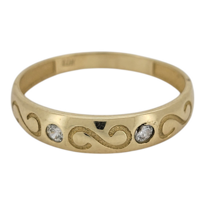 10K gold band ring with CZ stone. Size 9