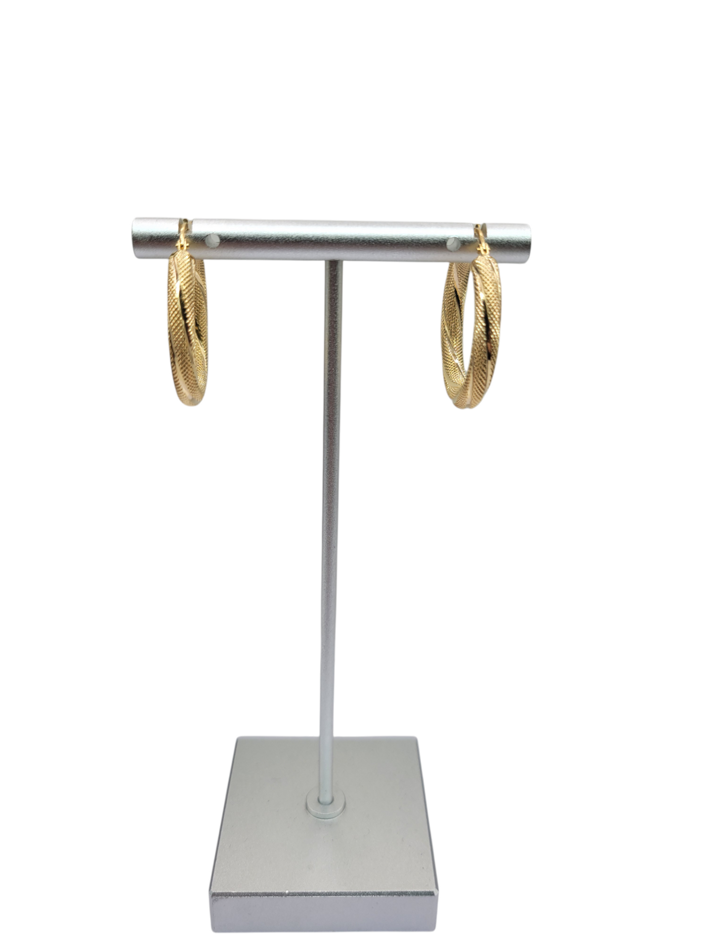 10K gold earrings. Thick snowy hoops. Size 3.