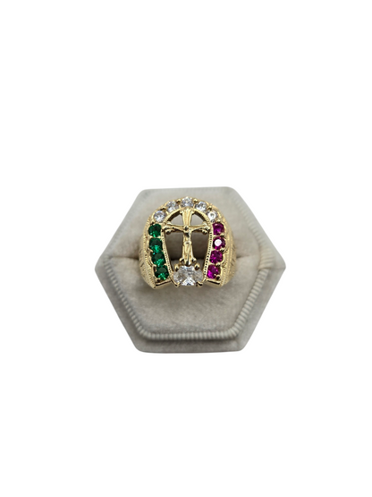 Anillo de oro 10k de Cruz con piedras CZ, Size 9