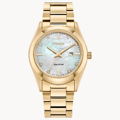 Sport Luxury Eco-Drive White Mother of Pearl Dial Ladies Watch
Item No. EW2702-59D