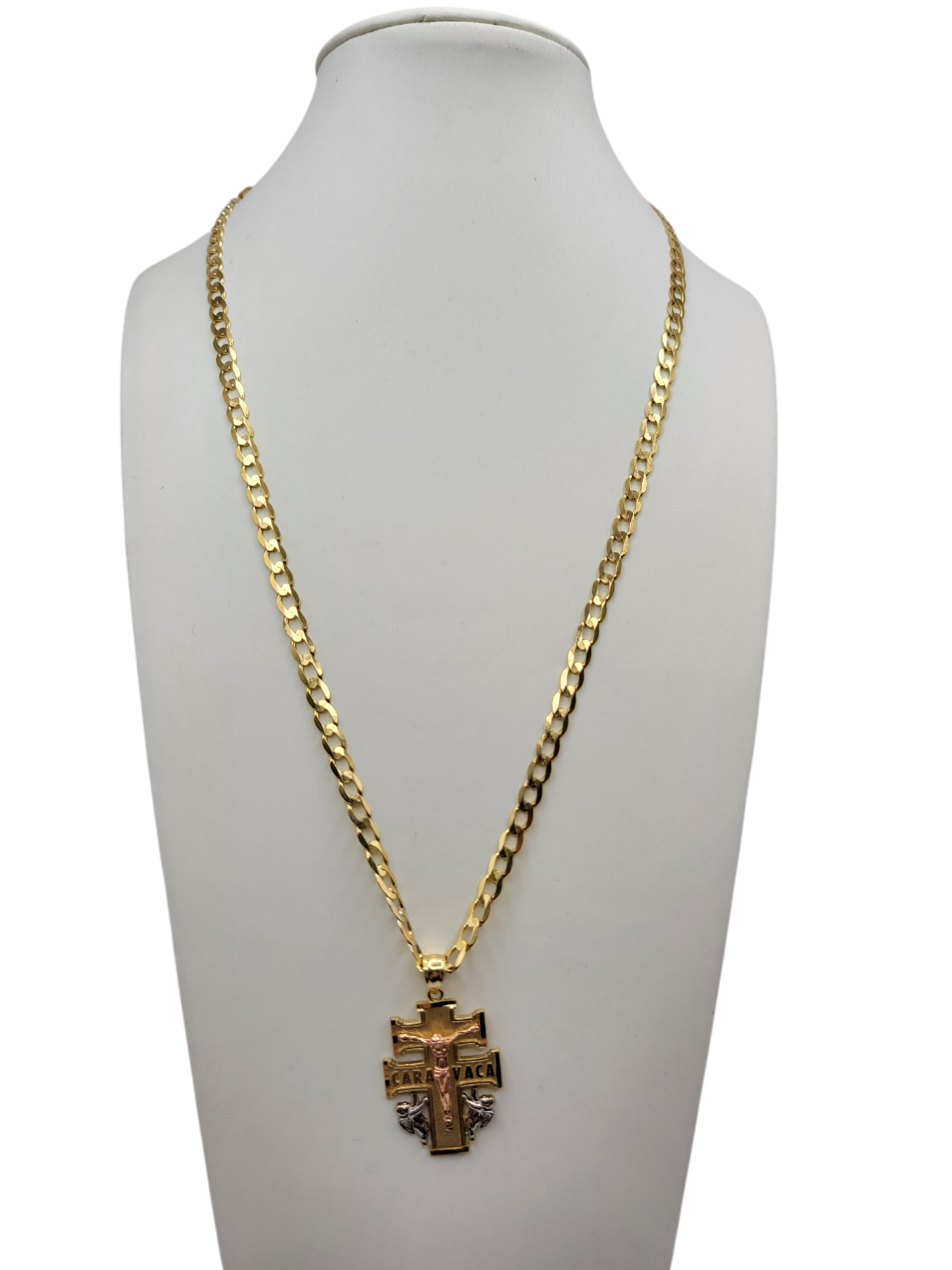10K gold Cuban chain. Jesus Christ pendant. 18in . 4mm