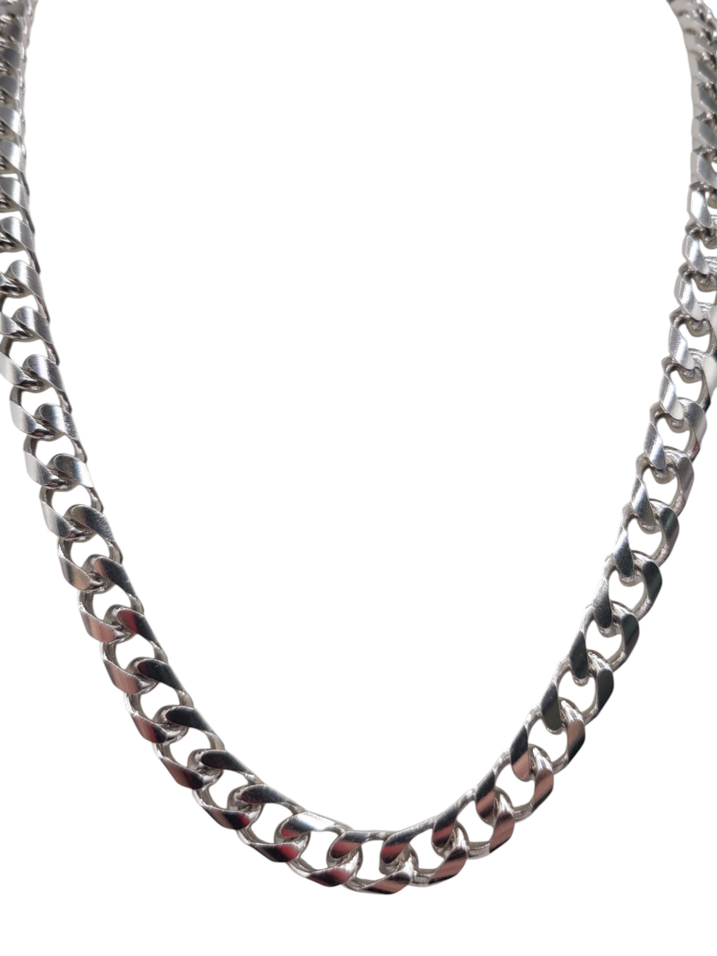 925 silver Cuban chain. plain. thick. 24in . 7.5mm