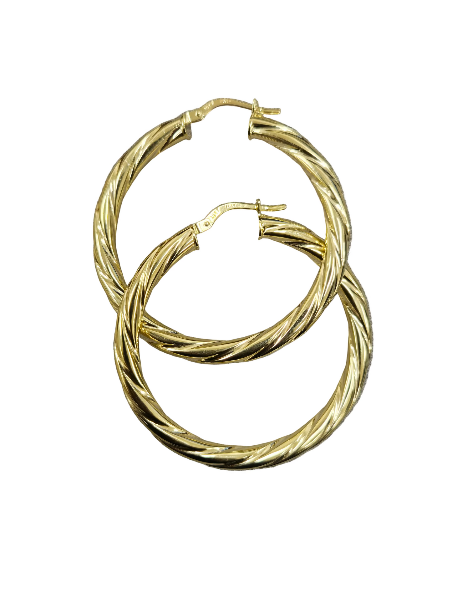 10k gold twisted style earrings thick tube