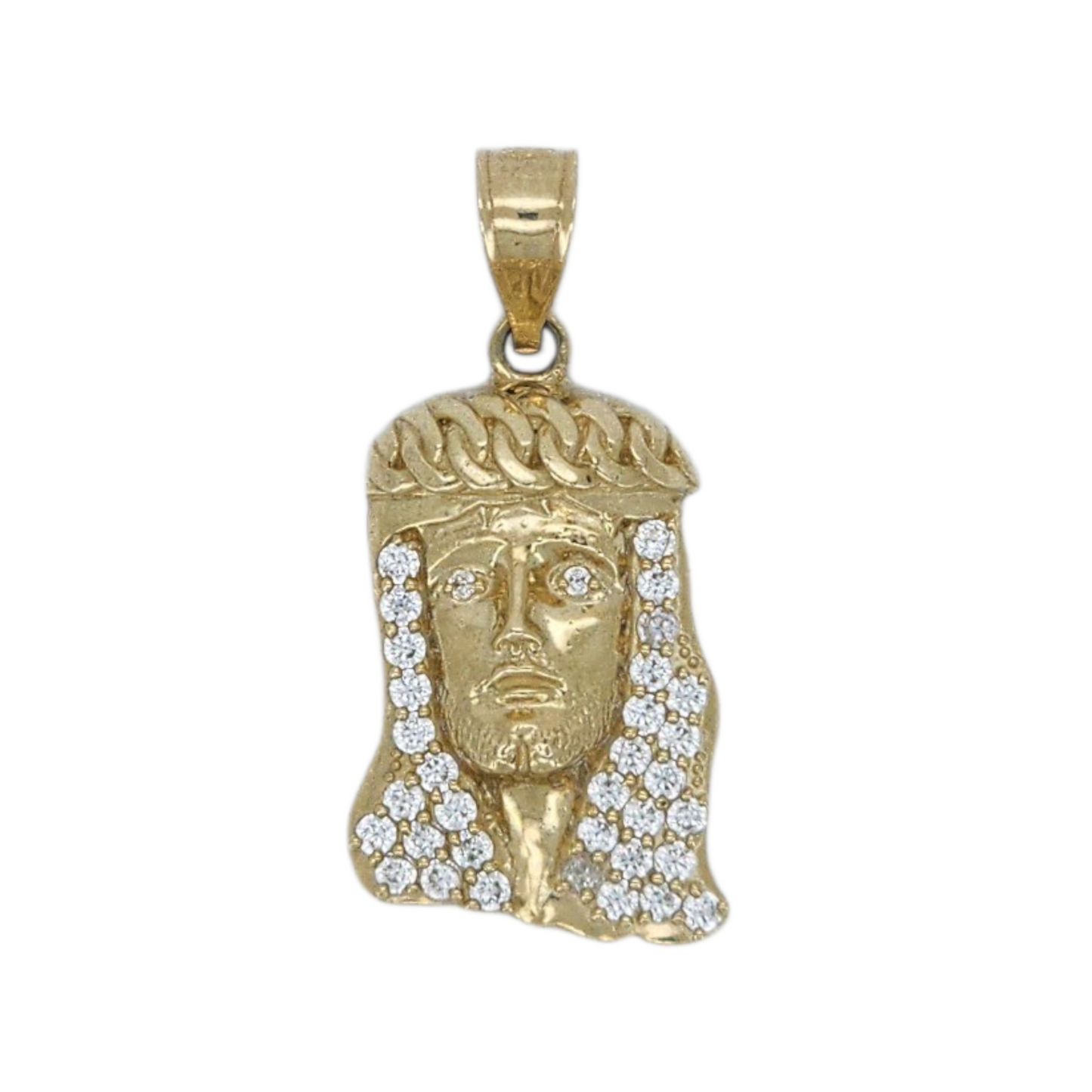 10k Gold Face Jesus. CZ Stones