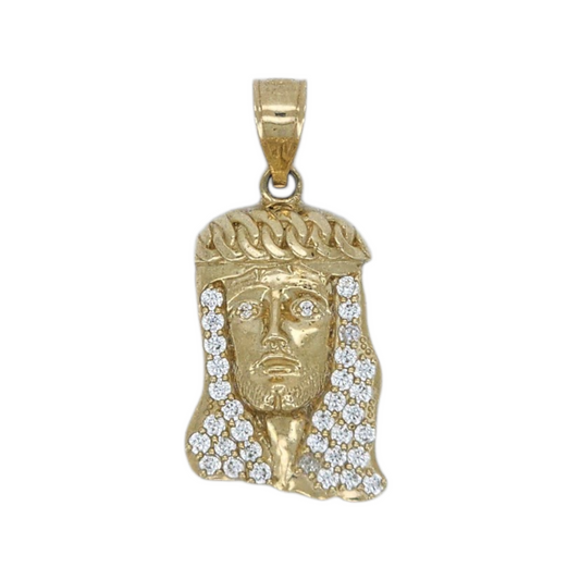 10k Gold Face Jesus. CZ Stones