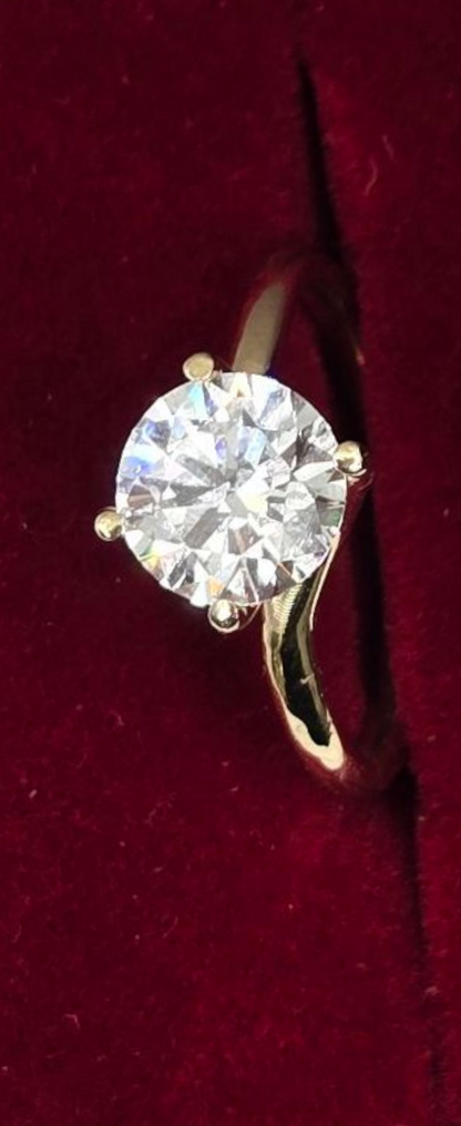 14K Gold Wedding Ring. 1.88 Carat Real Diamond and 8-8.03 X 4.79mm. Size 6.5
