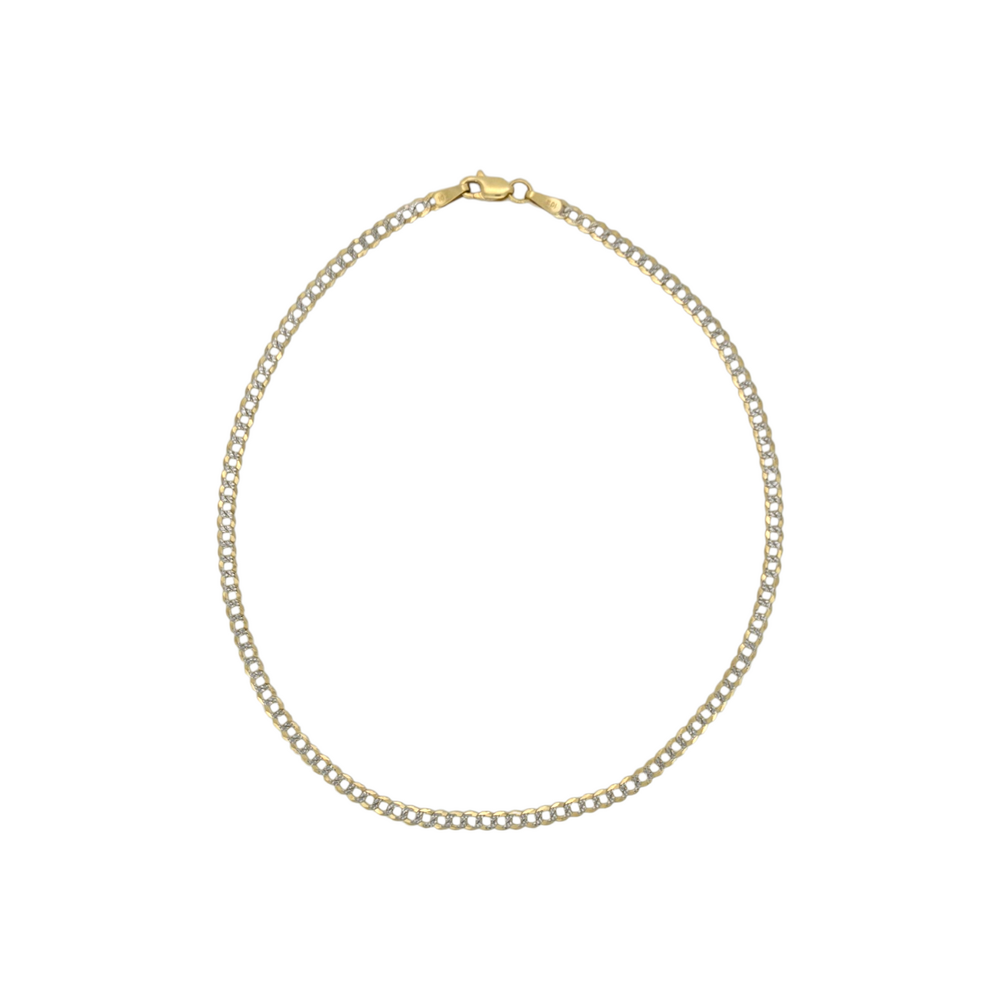 10K Gold Cuban Diamond Cut Anklet. 10in - 2.5mm