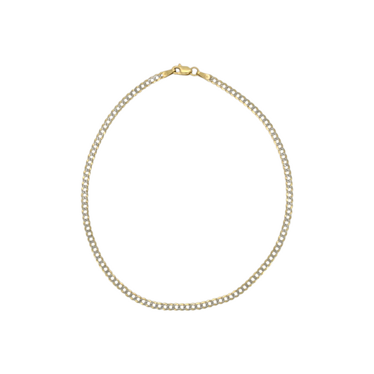 10K Gold Cuban Diamond Cut Anklet. 10in - 2.5mm