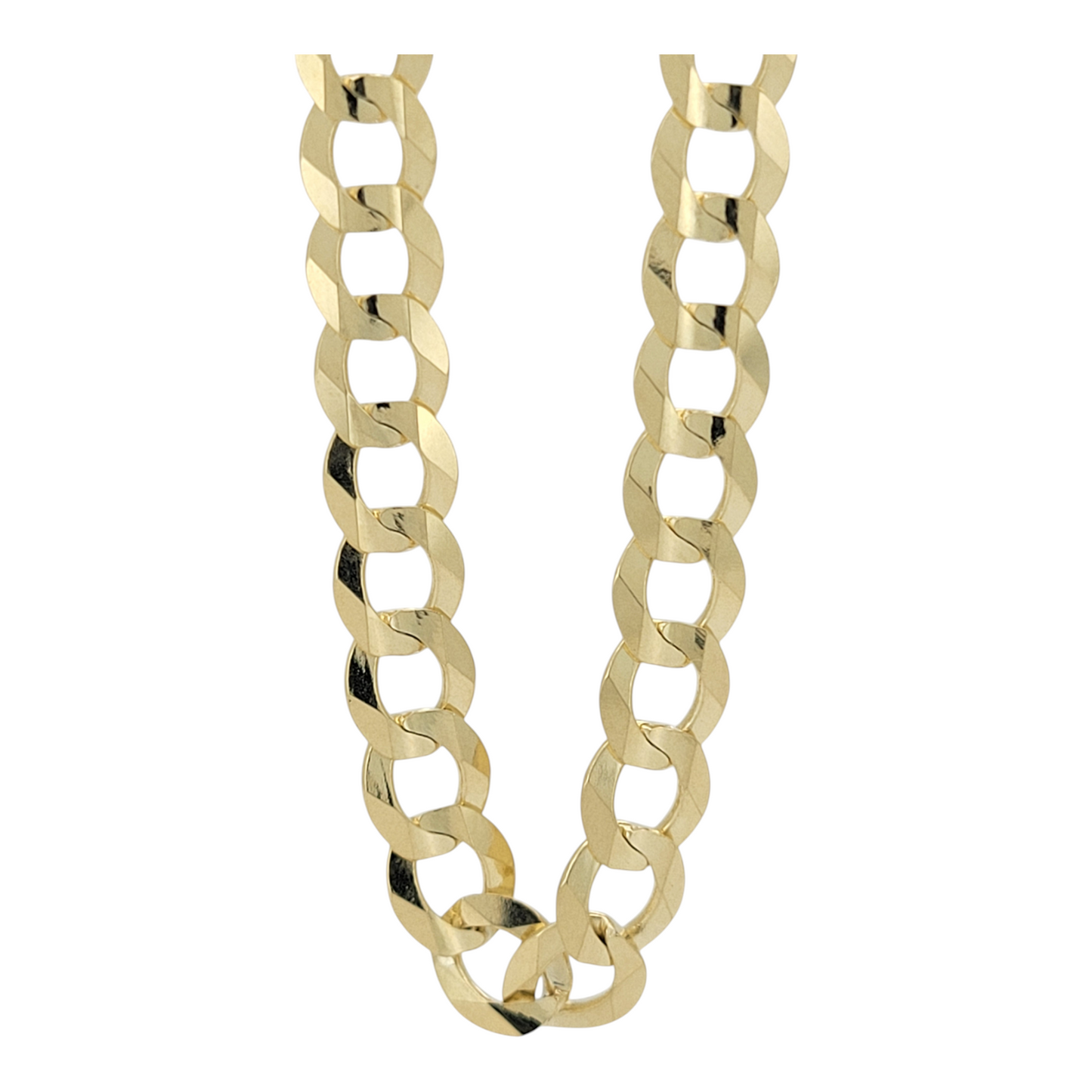 10K Gold Cuban Link Chain. Double Edge. Solid. 24in. 6mm