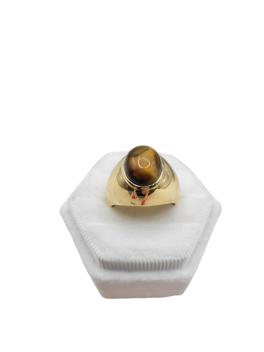 14K gold ring. Tiger's eye. Size 8.5