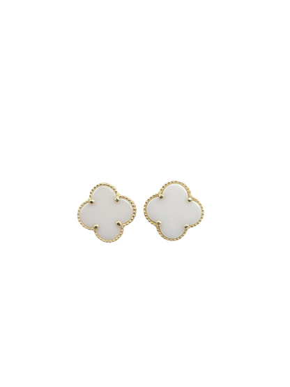 10K gold earrings . Flores Blancas.