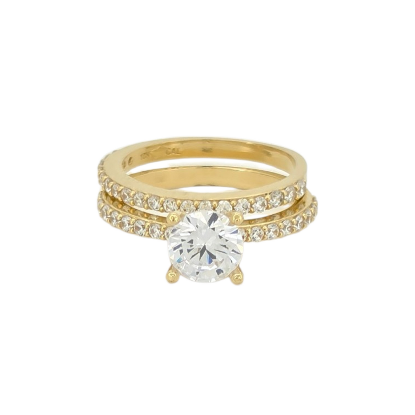10K Gold Wedding Rings. CZ Stones. Size 7