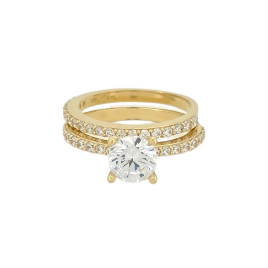 10K Gold Wedding Rings. CZ Stones. Size 7