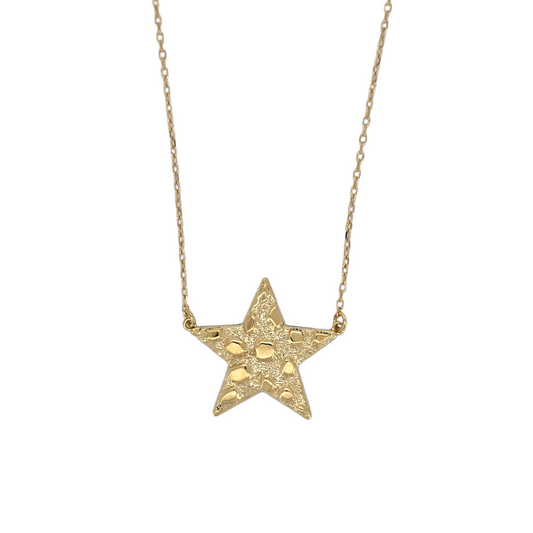 10k Gold Cable Chain with Star Pendant. 18in