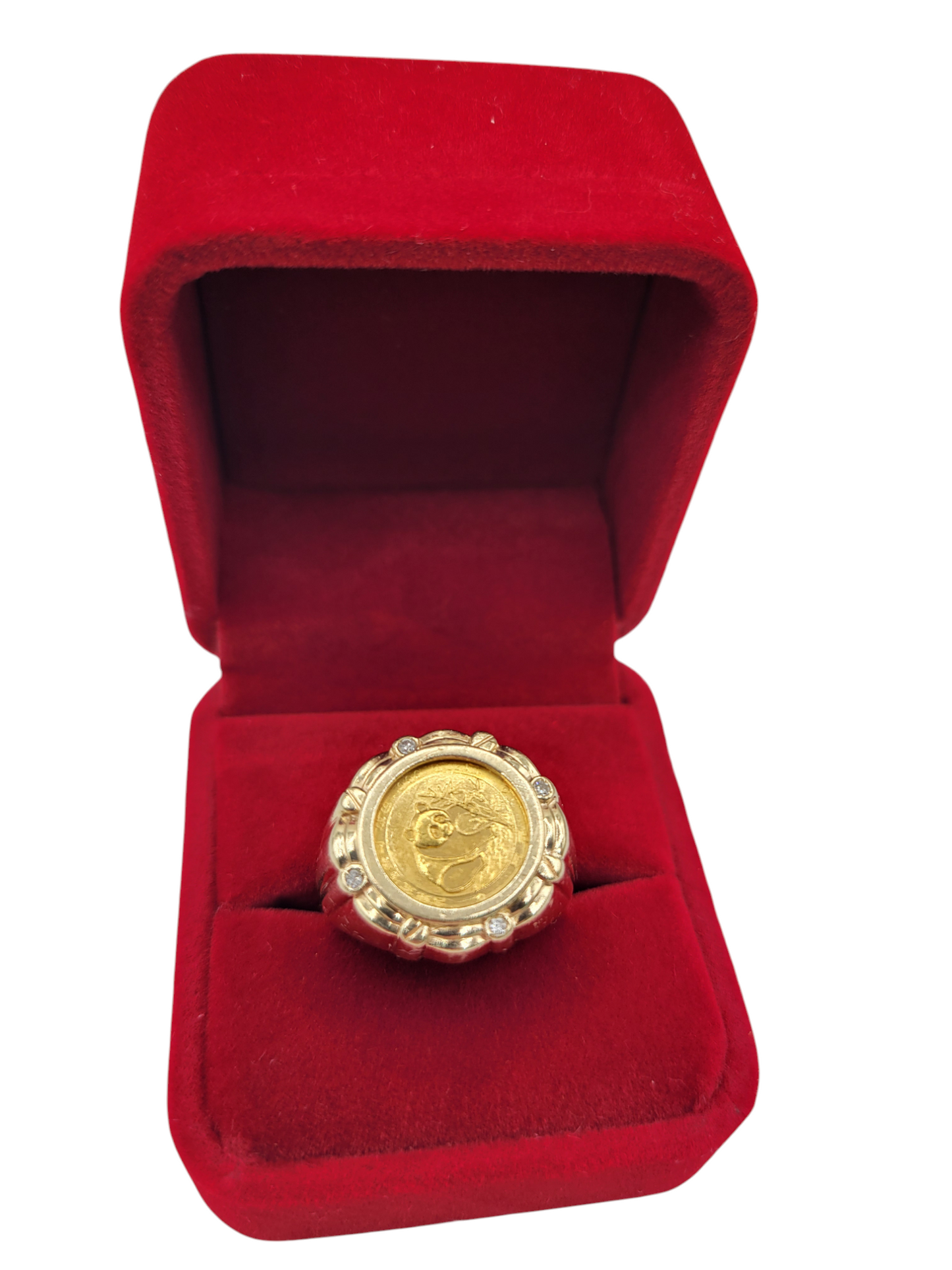 14K Gold Ring with 24K Center. Panda. Size 9.5