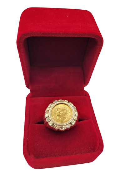 14K Gold Ring with 24K Center. Panda. Size 9.5