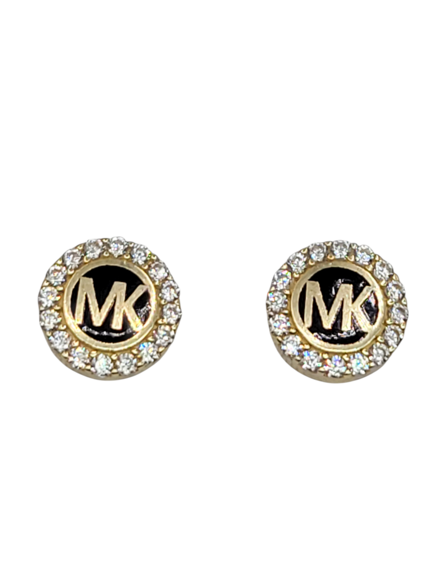 10K gold earrings. MK. CZ stone