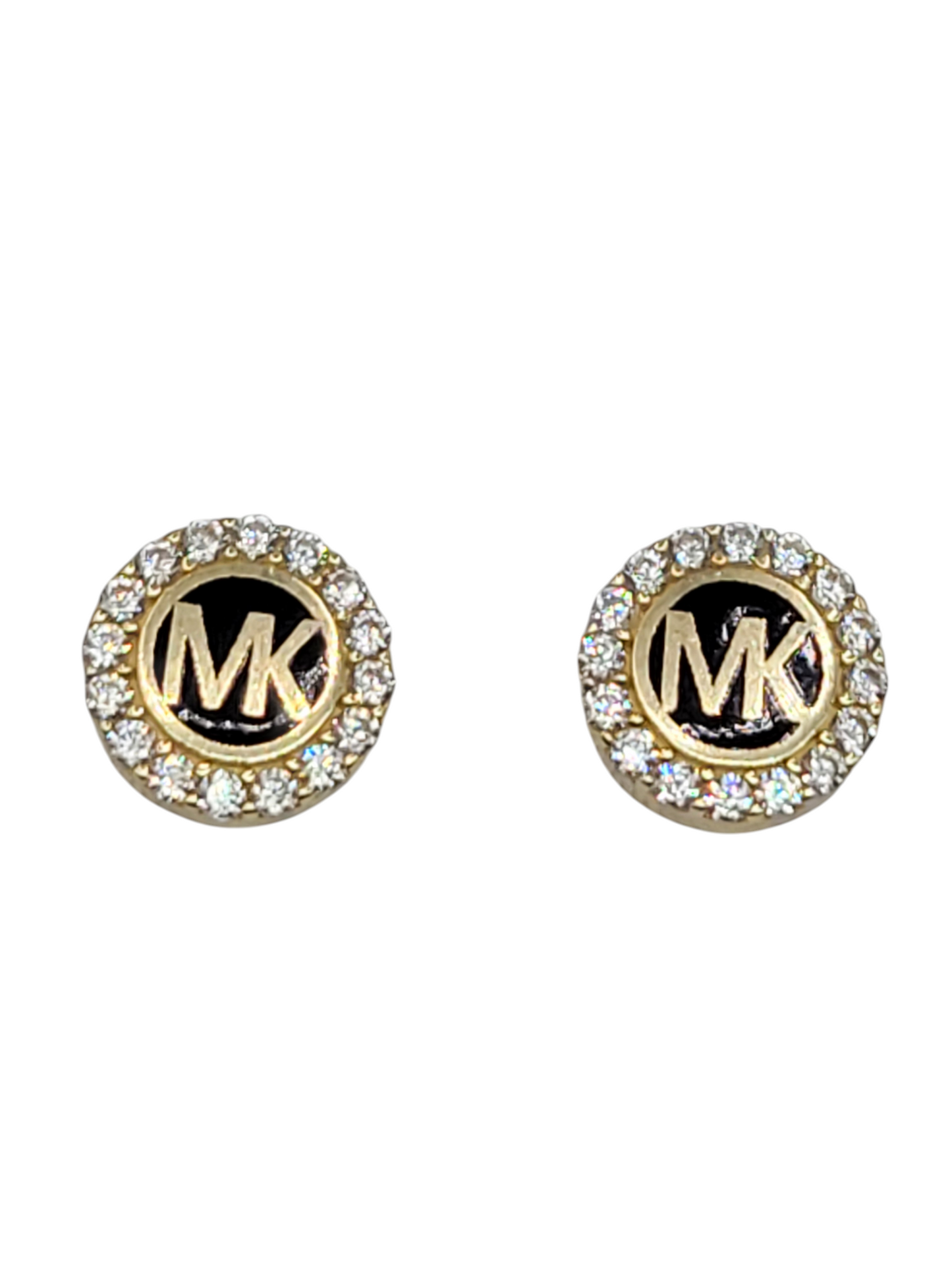 10K gold earrings. MK. CZ stone