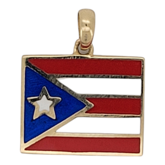 10K gold pendant. Puerto Rican flag.