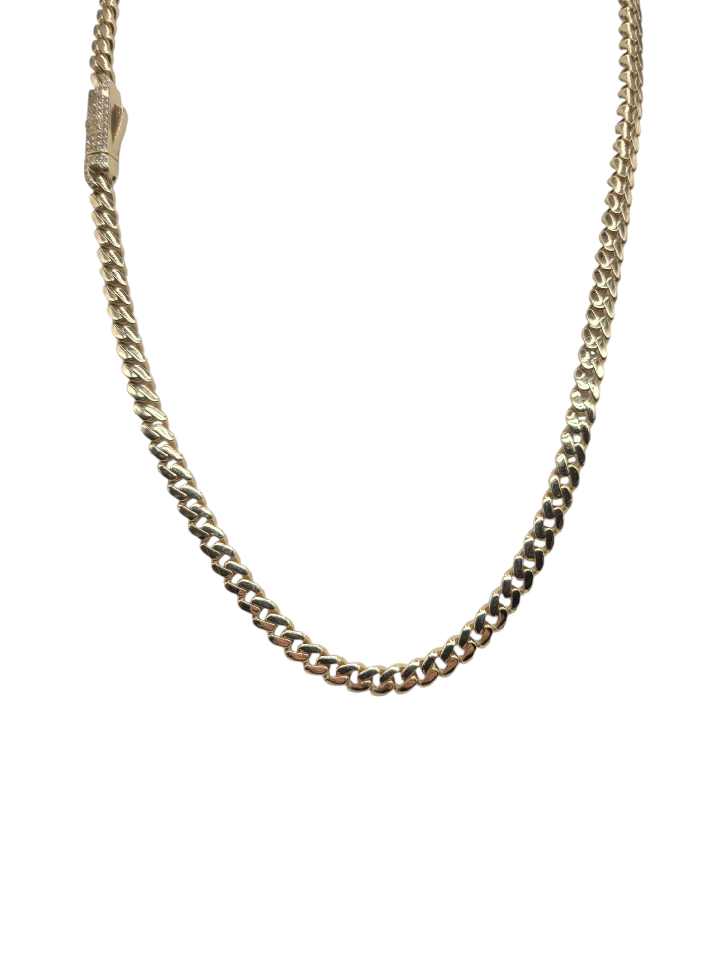 10K gold Cuban chain. CZ stone clasp. 20in . 5mm