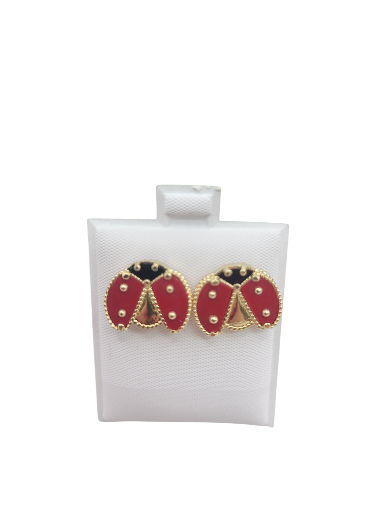 10K gold ladybug earrings.