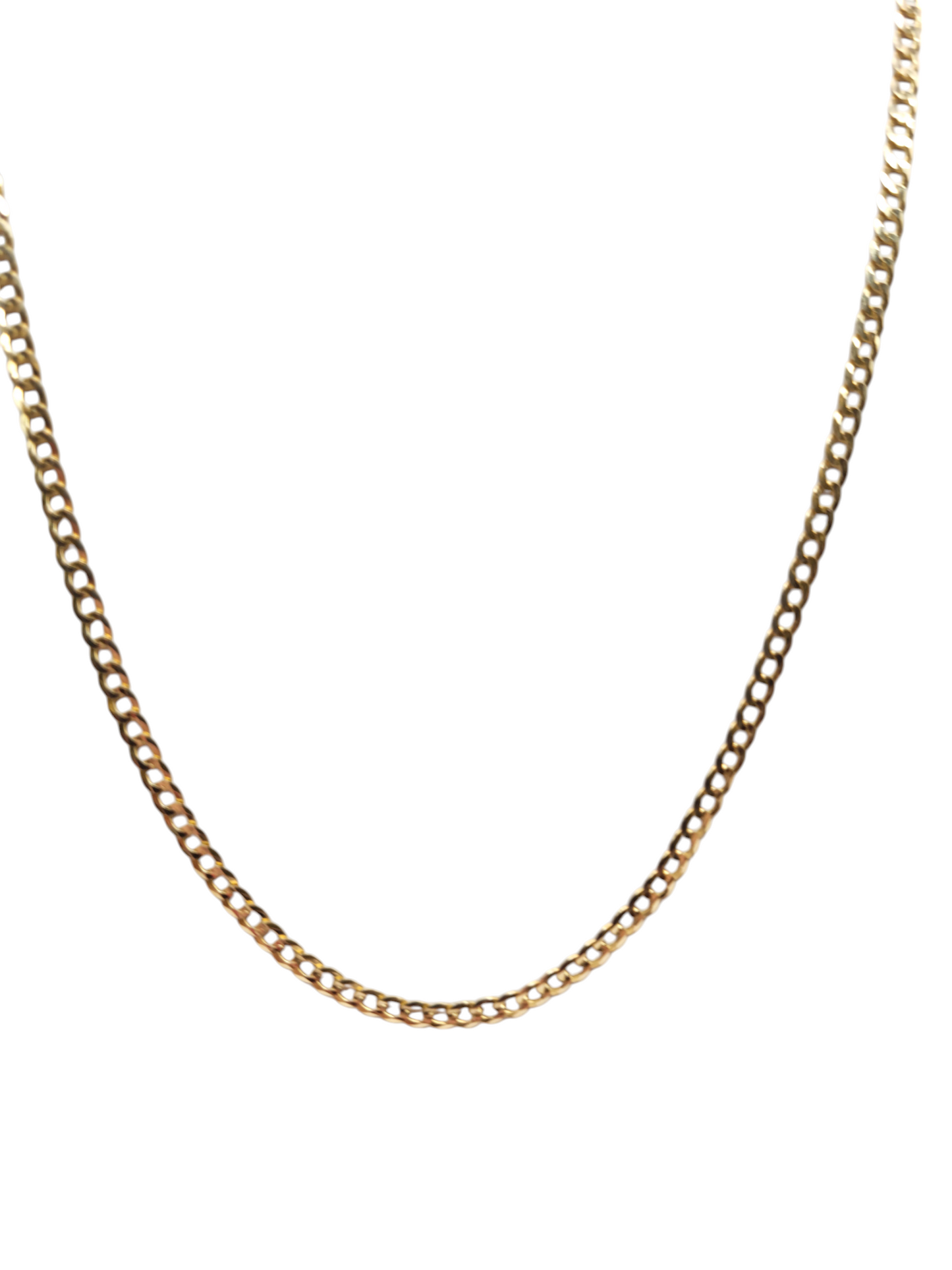 14K plain gold Cuban chain. 22in . 3.2mm