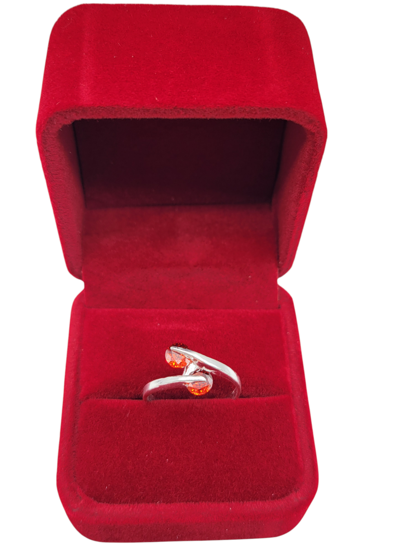 925 silver ring. 2 red CZ stones. Size 7.5