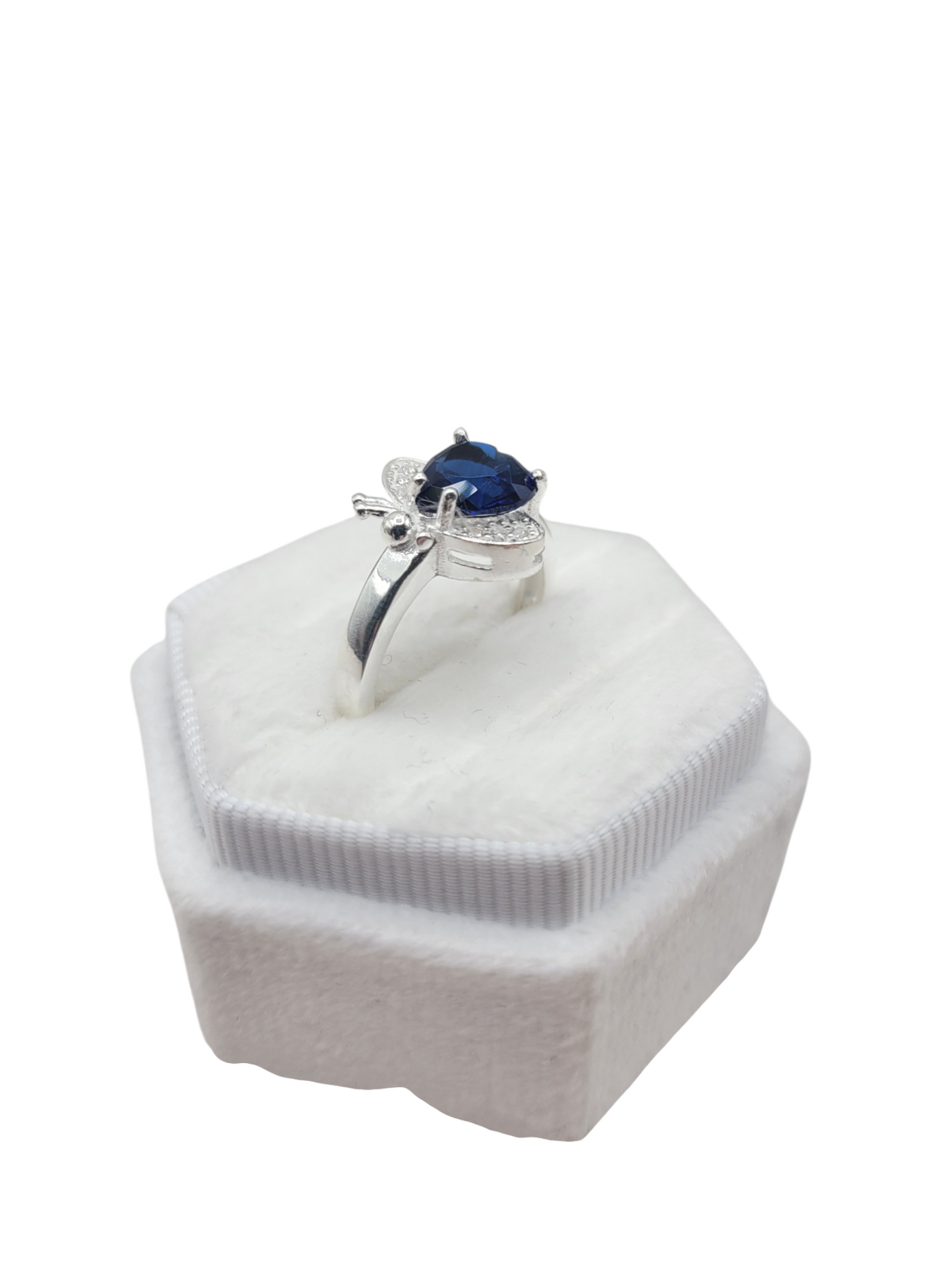 925 silver ring. Blue CZ heart stone. Size 7.5