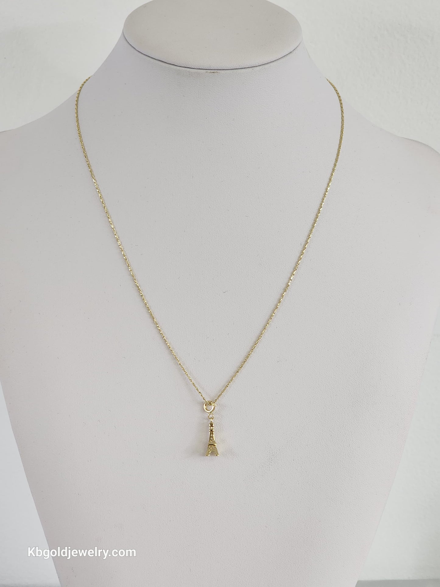 14k gold chain with tower of paris pendant