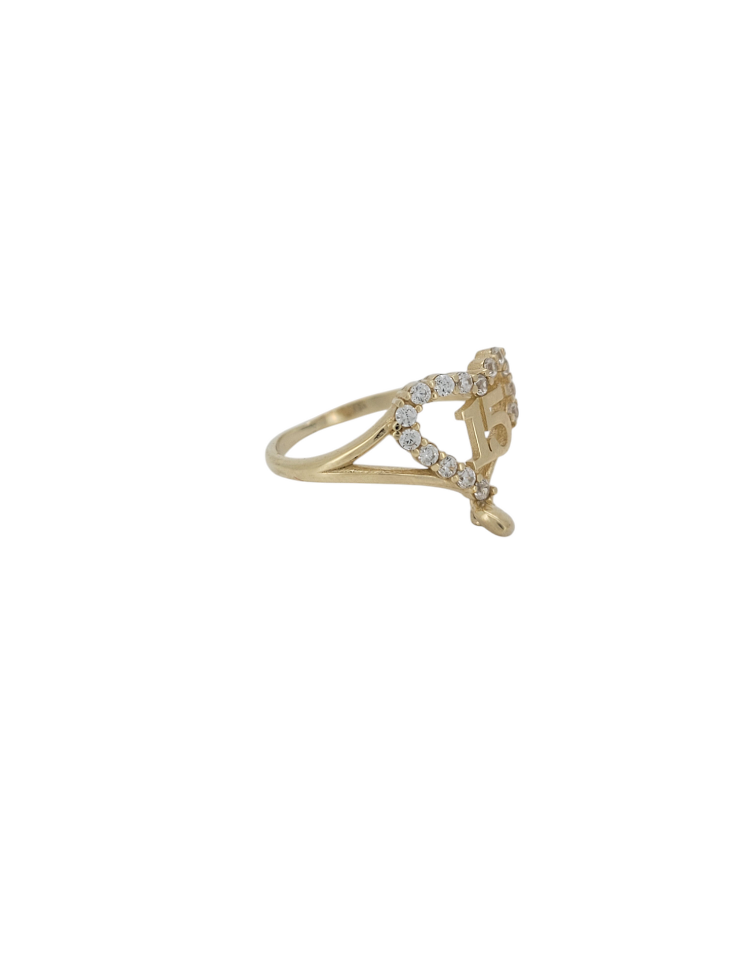 10K gold ring. Quinceañera. Heart with CZ stone. Size 5