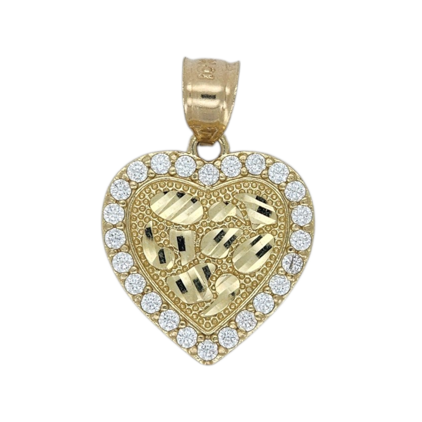 10k Gold Heart Pendant. CZ Stones