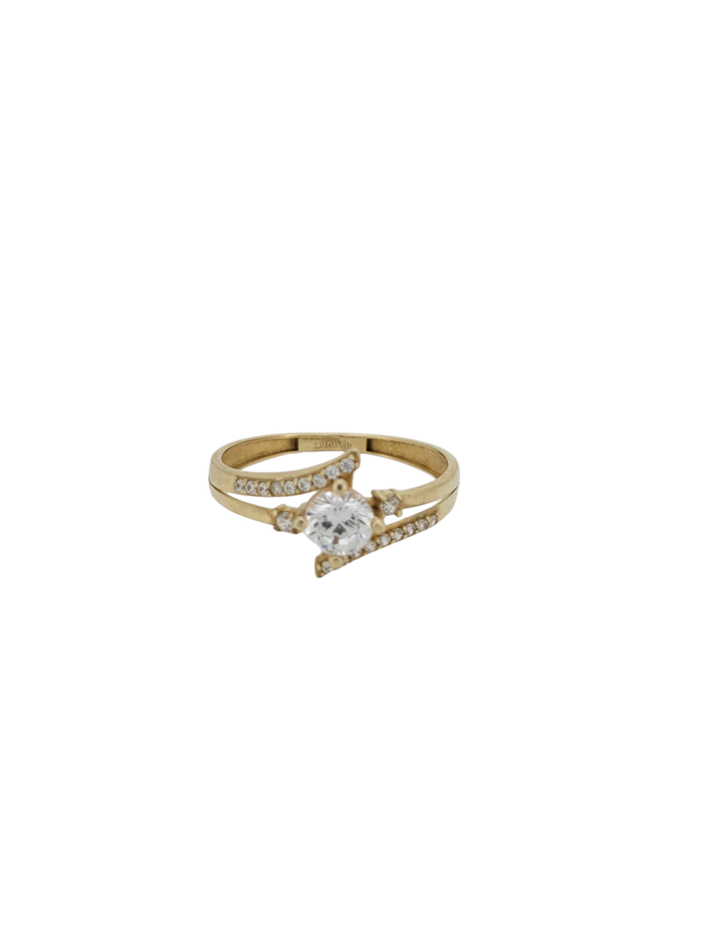 10K gold ring. Round white stone. CZ stones. Size 7