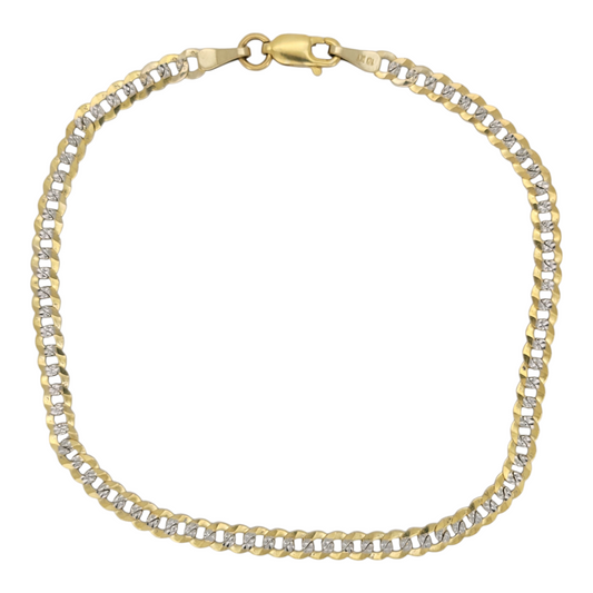 10K gold bracelet. Two colors. Double edge. 9.5in. 4mm