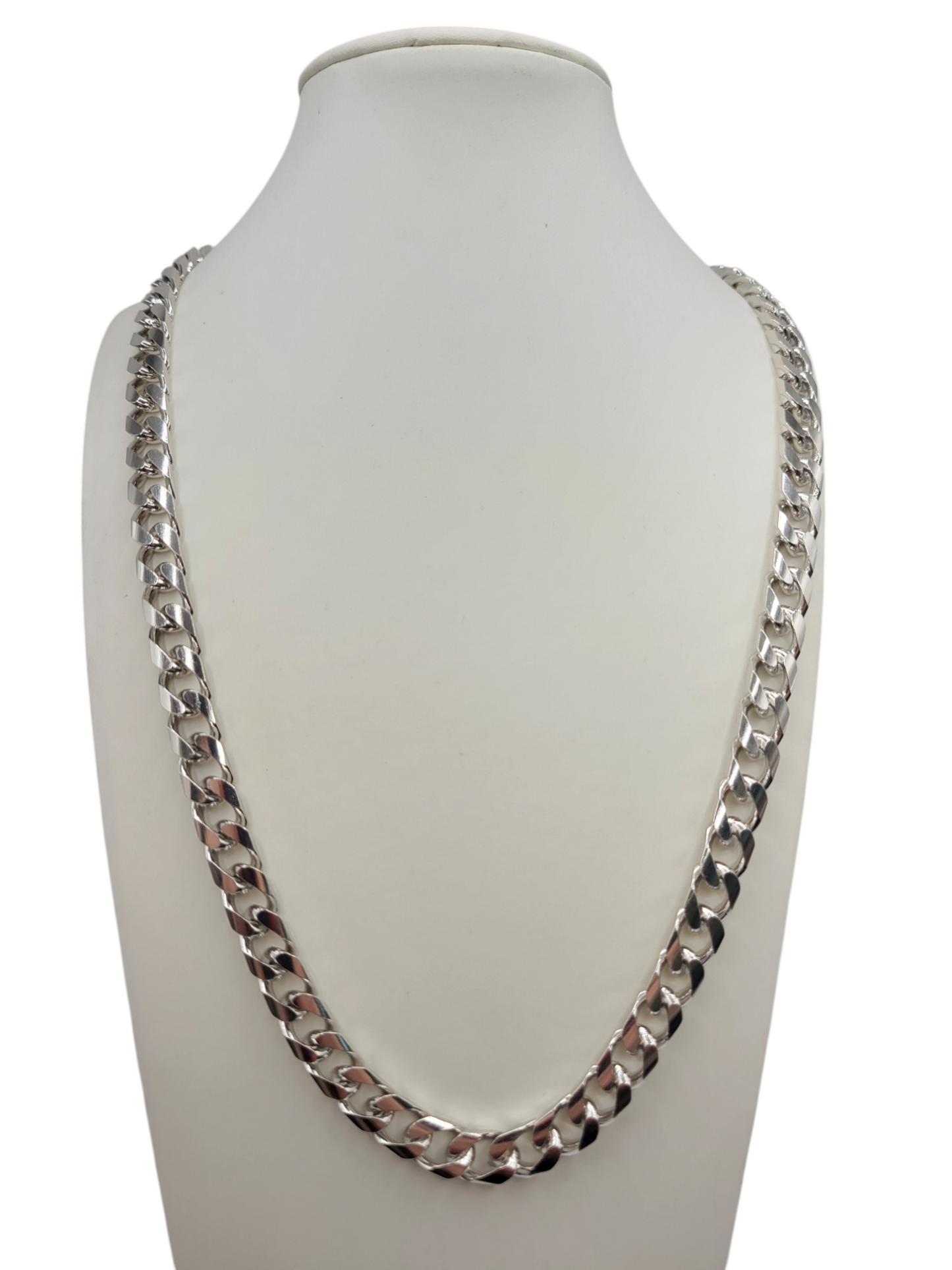 925 silver Cuban chain. plain. thick. 24in . 7.5mm