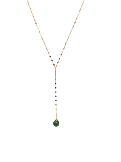 Gold necklace 14K . green pearl . 24in. 1mm