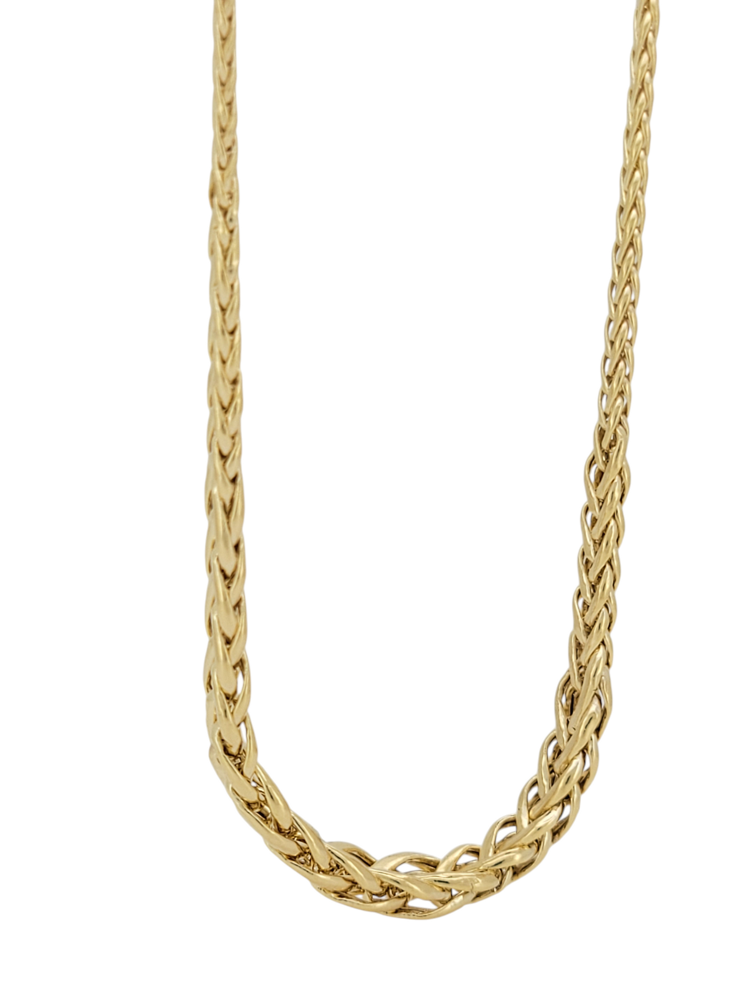 10K gold necklace. Herringbone weave. Graduated design. 17in . 2-5mm