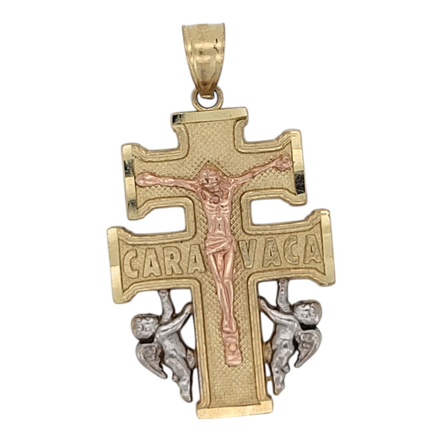 Dije de oro 10K . Cruz con Jesucristo .